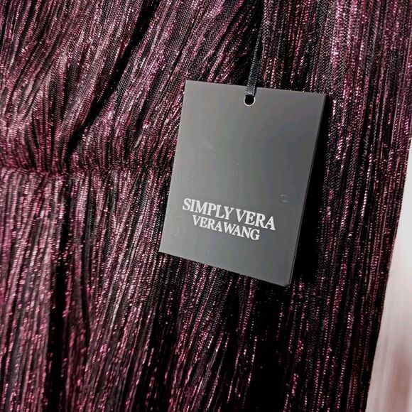 Simply Vera Vera Wang Sparkly Metallic Blouse Women's Sz Small NWT Purple Black - Picture 15 of 16